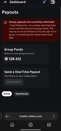 Group Payouts Are Currently Restricted Creator Hub Create Roblox Com 2 233x500 