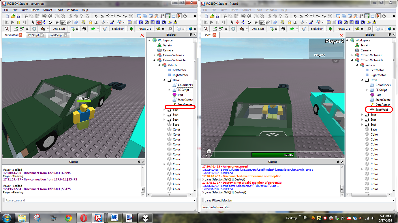 FilteringEnabled: SeatWeld not replicating - Engine Bugs - Developer ...