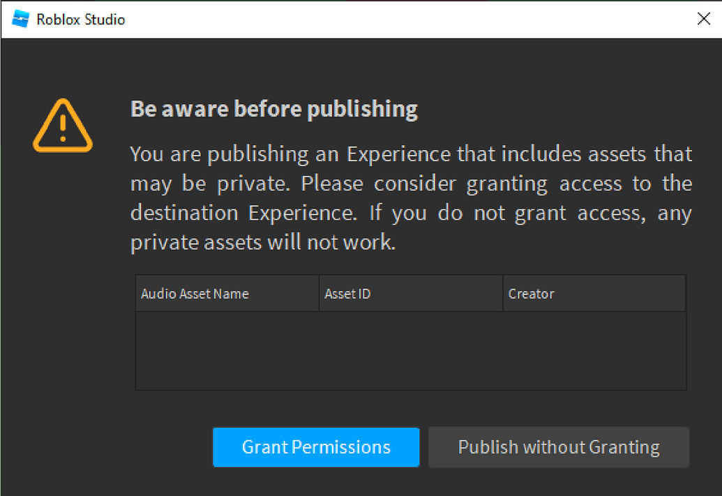 Granting bulk audio permissions only works on local files - Studio Bugs ...