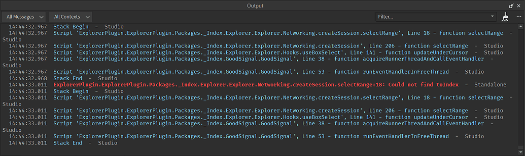Next Gen Explorer plugin error - Studio Bugs - Developer Forum | Roblox