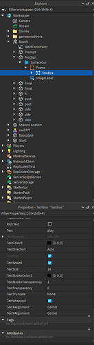 SP Booth in workspace and TextBox.Text