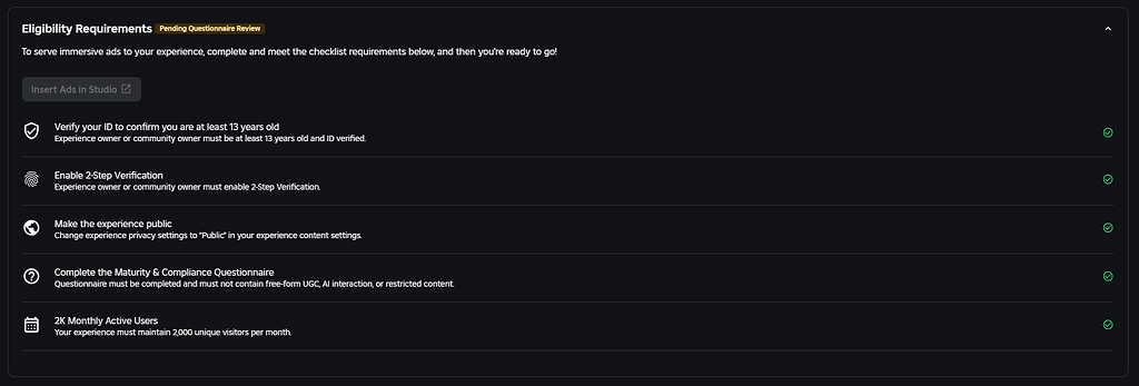 Pending Questionnaire Review Bug Ads - Studio Bugs - Developer