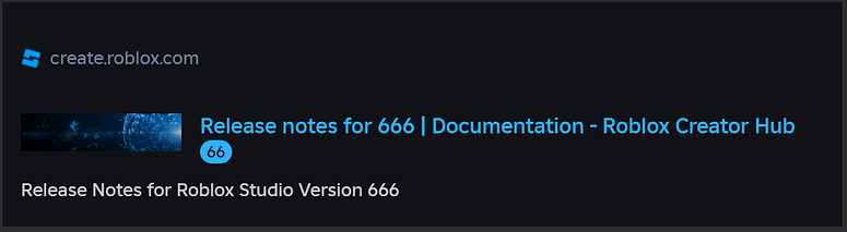 Release Notes for 666 - Release Notes - Developer Forum | Roblox