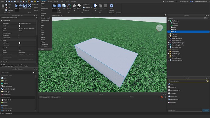 The menu open with neon hovered over