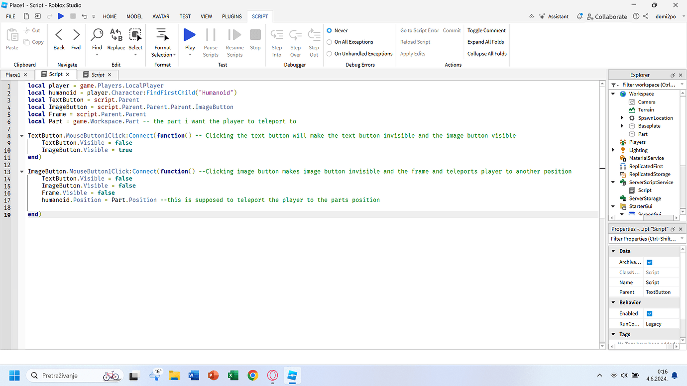 How to make a player teleport when clicking an imagebutton - Scripting ...