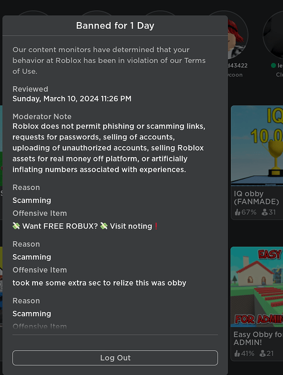 Will a (false) 1 day ban for scamming affect devex ability? - Platform ...