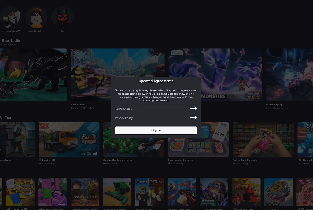 "Updated Agreements" prompt keeps reappearing - Roblox Application and ...