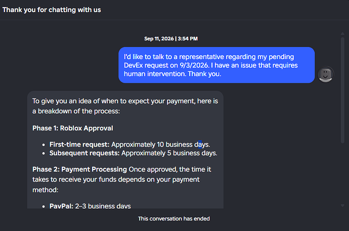 Roblox Support Agent is fully guarding me from contacting DevEx