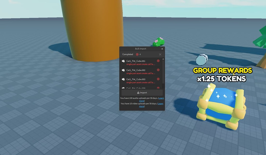 Single Part asset create call failed - Studio Bugs - Developer Forum ...