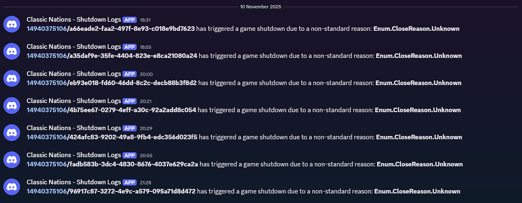Servers Randomly Shutting Down - Engine Bugs - Developer Forum | Roblox