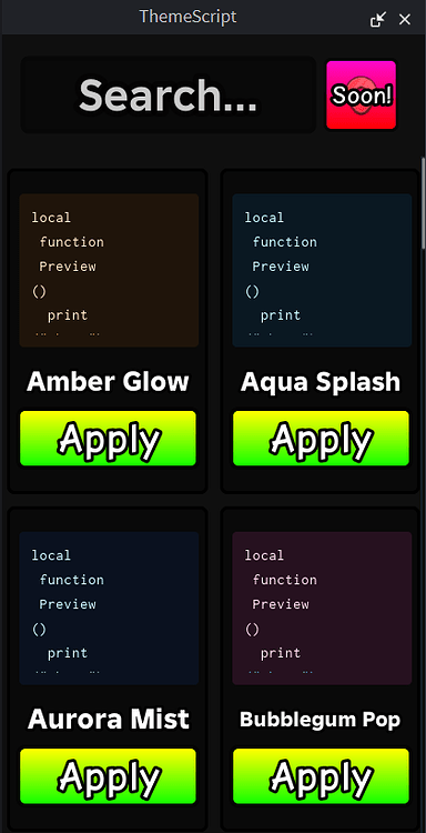 Roblox Studio Screen Script ThemeScript — Customize Roblox Studio Script Editor - Community ...