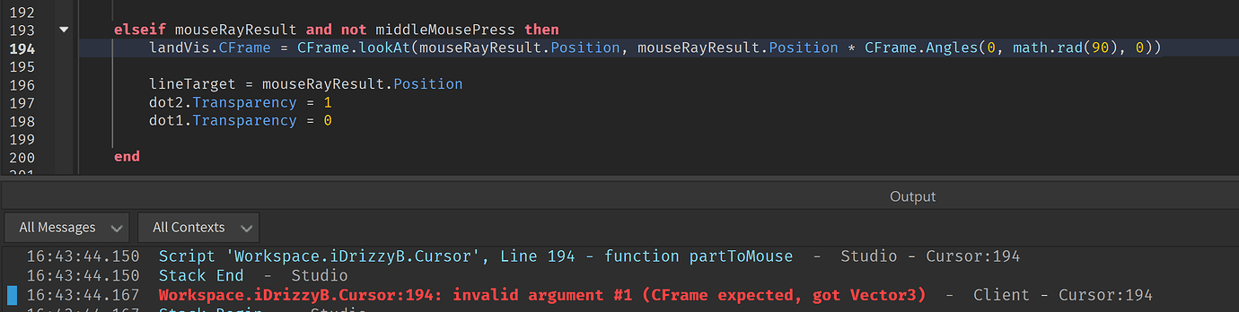 Trying to rotate a cylinder through a script while also using CFrame ...
