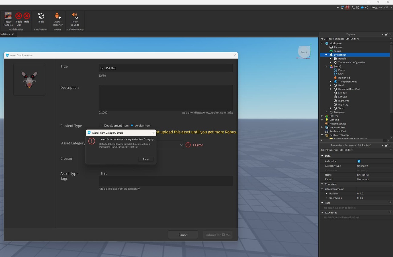 UGC hat error. Size too large - Platform Usage Support - Developer ...