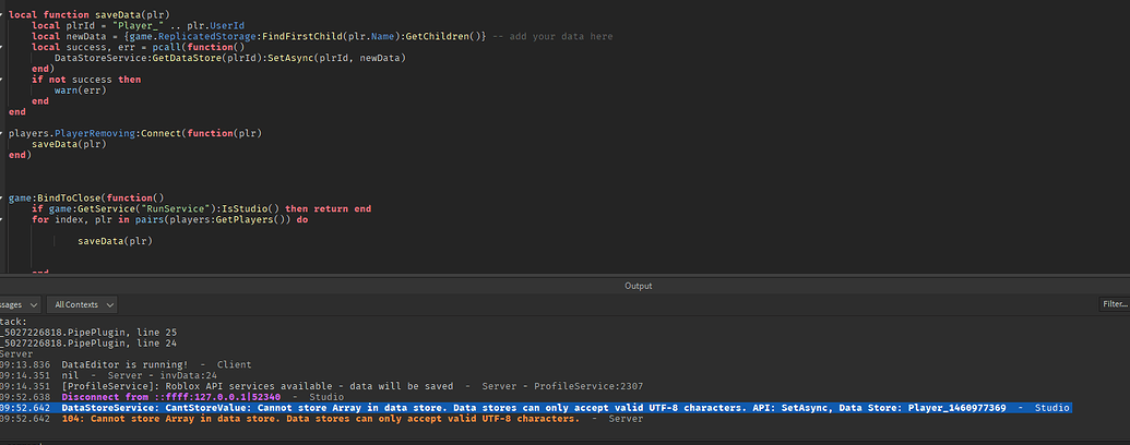 Datastore result always outputting nil - Scripting Support - Developer ...