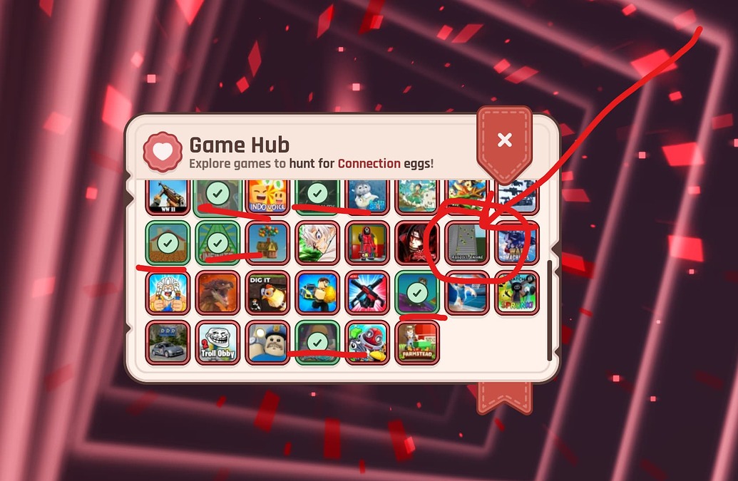 Historical Roblox event hub badge tracker example Roblox event hub badge tracker showing a missing checkmark, an older event example of a claim-status mismatch