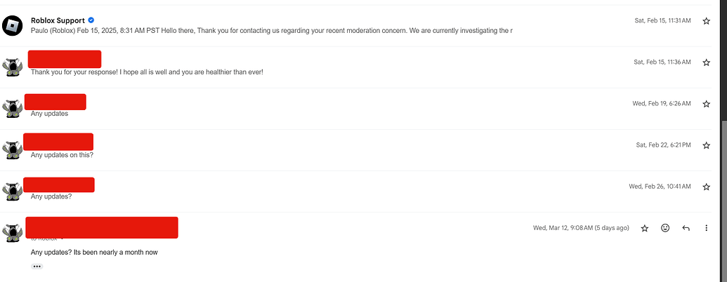 Support tickets not responding back - Other Bugs - Developer Forum | Roblox