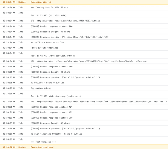 Google Scripts API Output