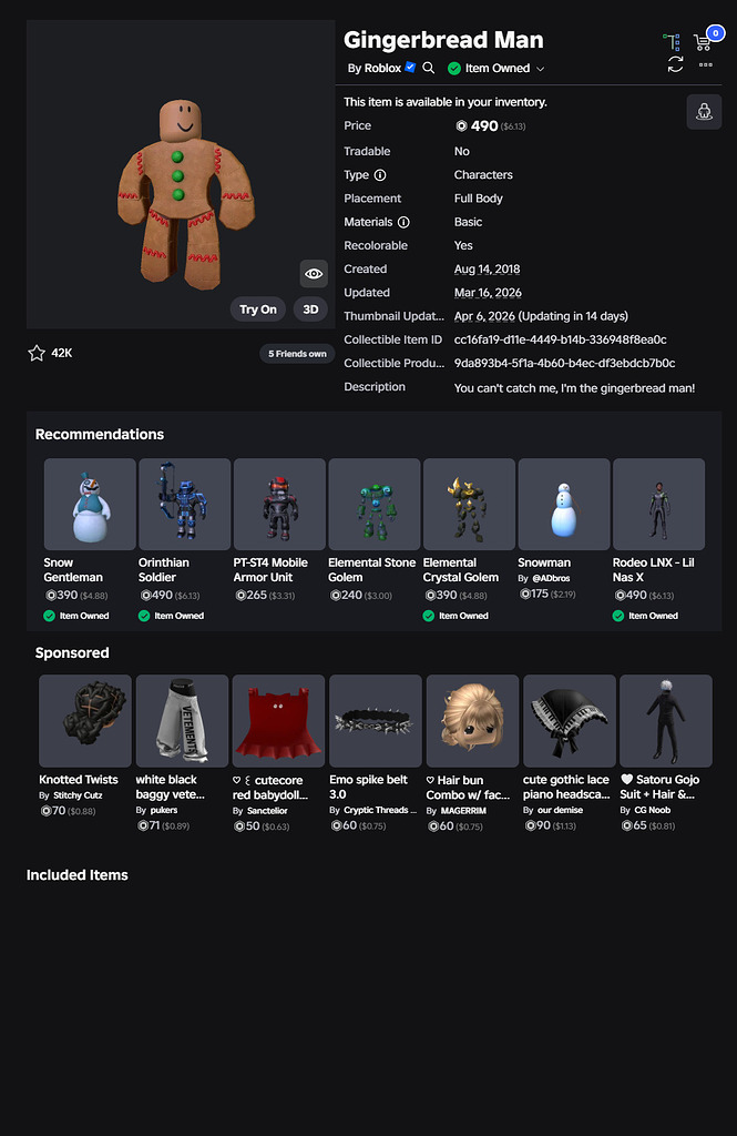 Gingerbread Man bundle does not load included items and has a