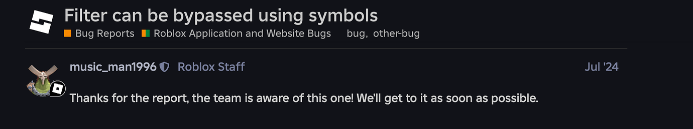Chat Filter Bypass: Allows All Content (Slurs, Swears, PII, etc ...