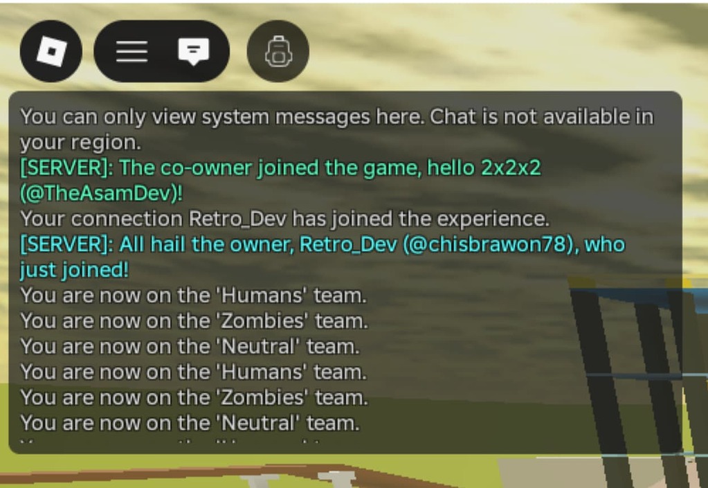 Roblox 개발자 포럼의 지역 채팅 불가 토론 화면
