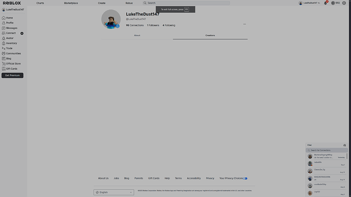 Creations tab