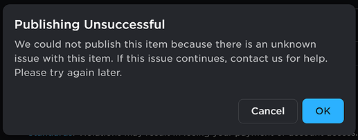 Can't publish UGC item as limited - Platform Usage Support - Developer ...