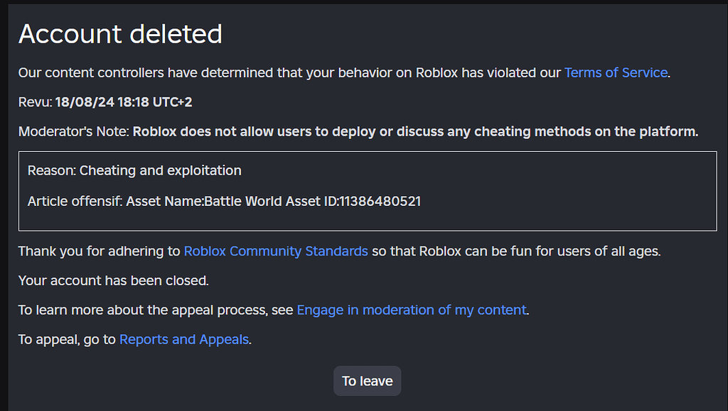 Falsely Banned for Serverside GUI - Platform Usage Support - Developer ...