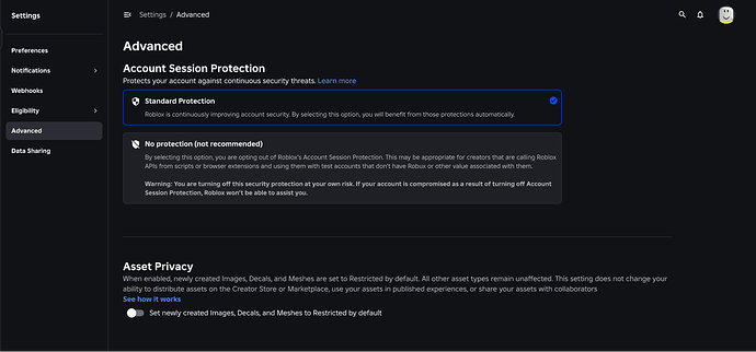 [Full Release] Privacy for Newly-Created Image, Mesh, and Decal Assets