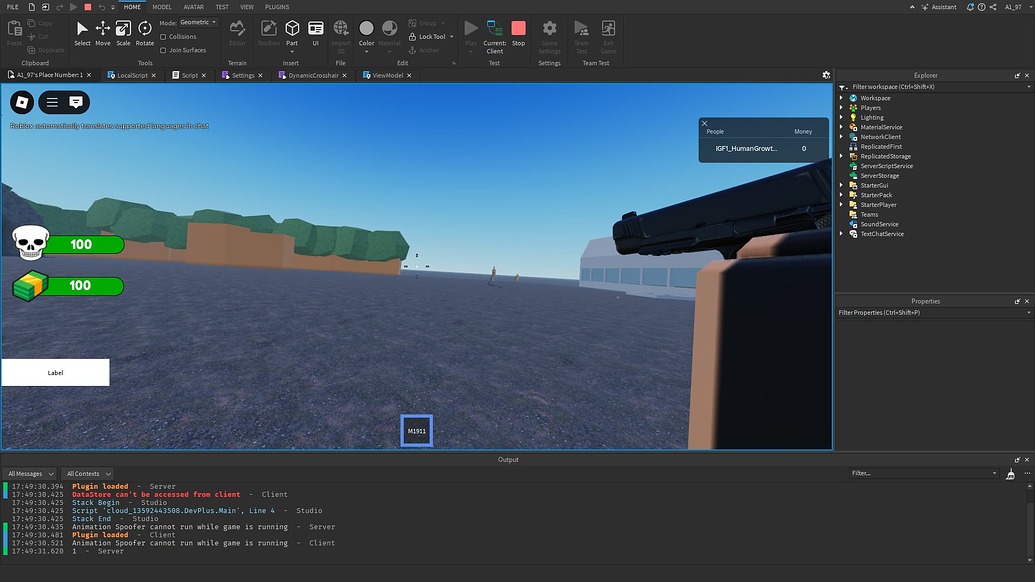 Aiming down sight with a gun tool - Scripting Support - Developer Forum ...