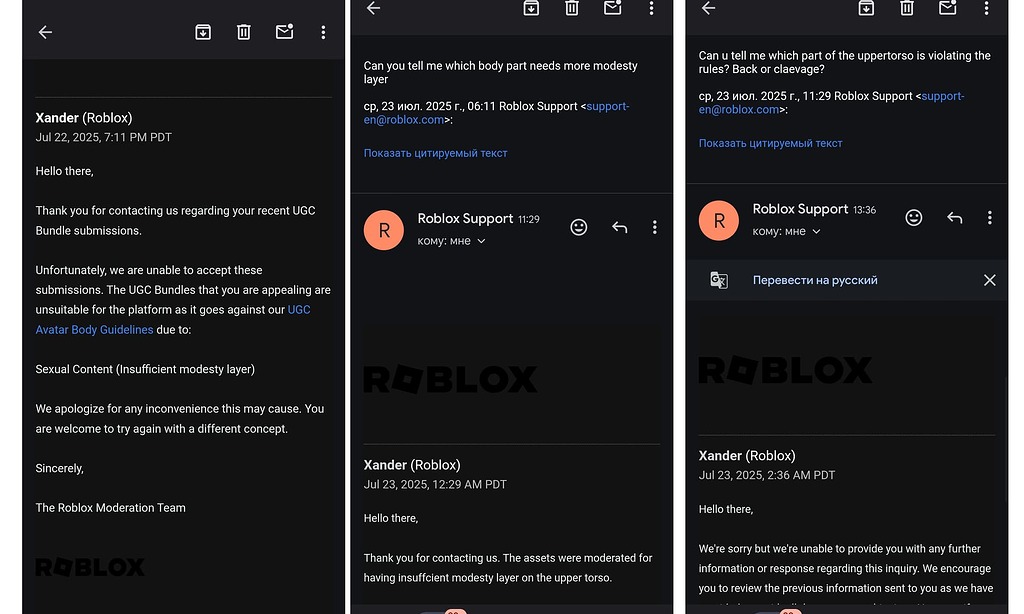 Roblox support doesnt work the same as a year ago Catalog Asset Bugs