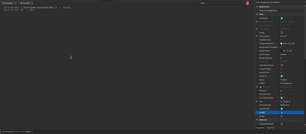 Properties panel shows "phantom selection" - Studio Bugs - Developer ...