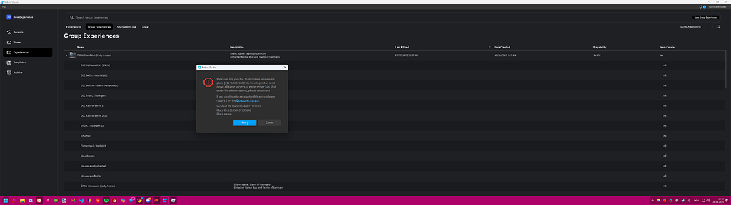 Studio: Developer has shut down all game servers or game server has ...