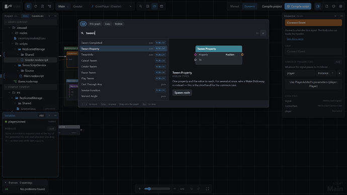 The visual node picker