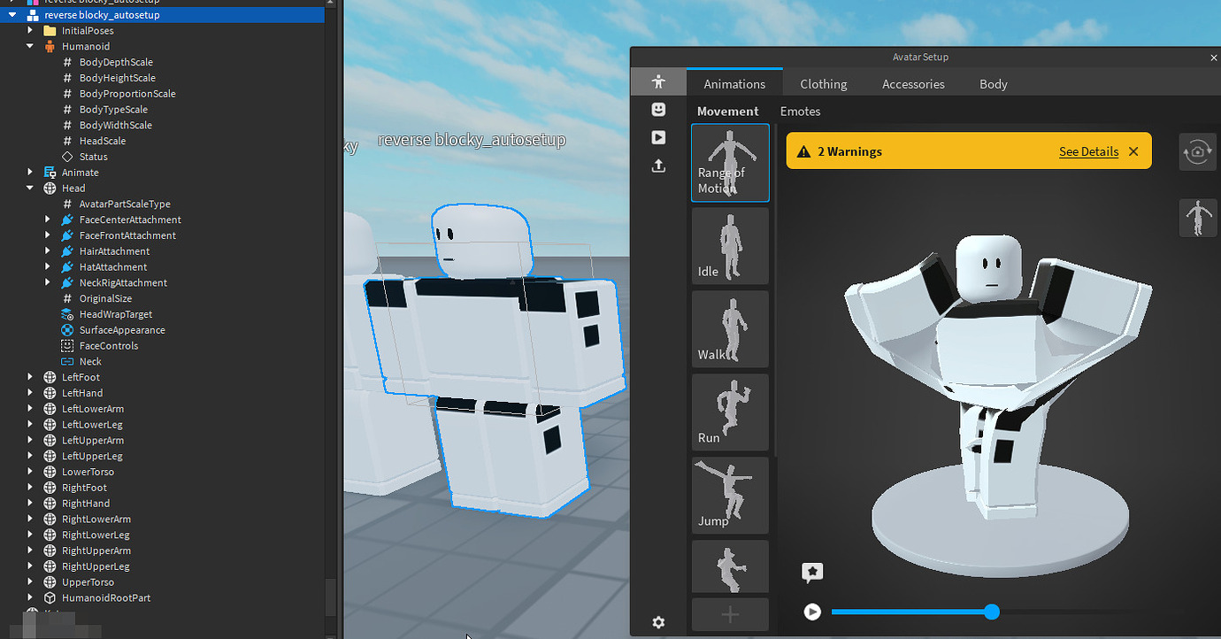 Problem with export .fbx rig from blender and then import to roblox ...