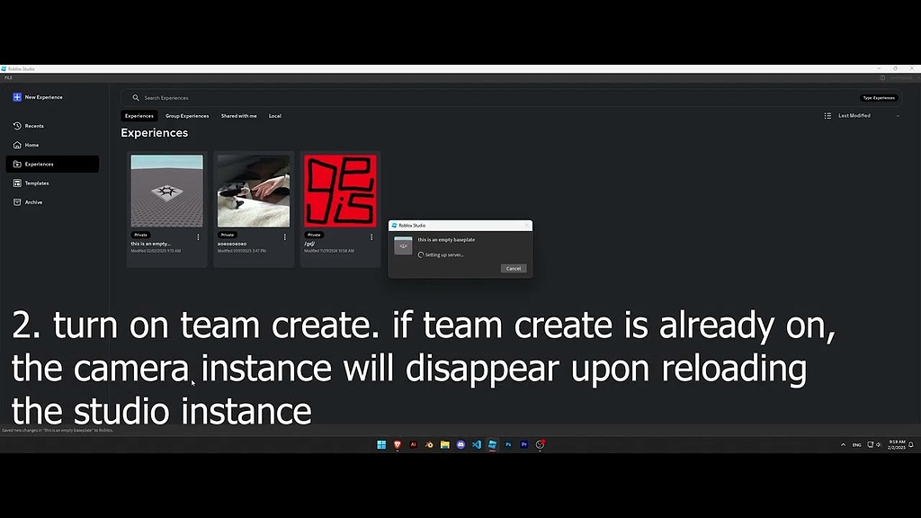 Camera instances do not save when team create is enabled - Studio Bugs ...