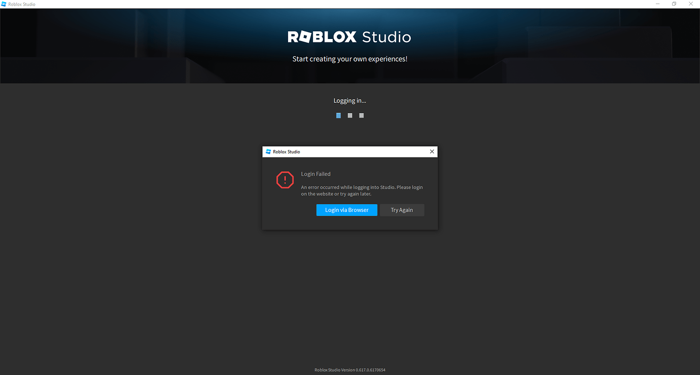 Roblox Studio Login Failed Platform Usage Support Developer Forum Roblox Studio Login Failed Platform Usage Support Developer Forum