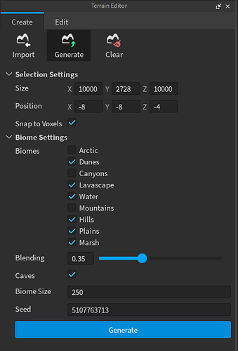 Terrain Generator inputs