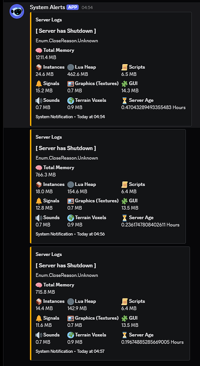 Servers shutting down for "Unknown" reason randomly - Engine Bugs ...