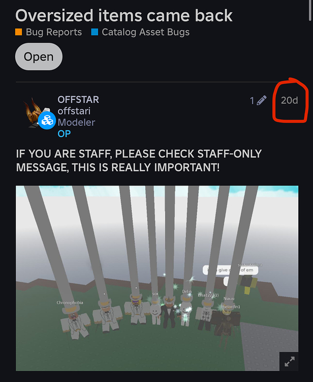 Oversized items came back - Catalog Asset Bugs - Developer Forum | Roblox
