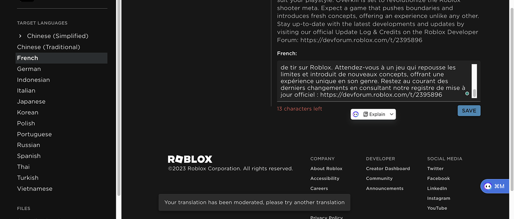 Translation Support Platform Usage Support Developer Forum Roblox