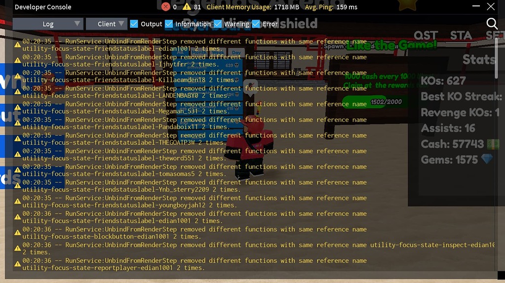 Unbind from renderstep warning - Engine Bugs - Developer Forum | Roblox