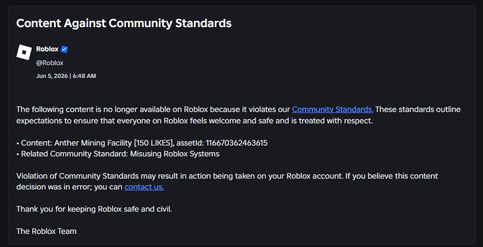 Roblox AI Moderation Falsely Bans My Game Roblox Application And 2 690x354 