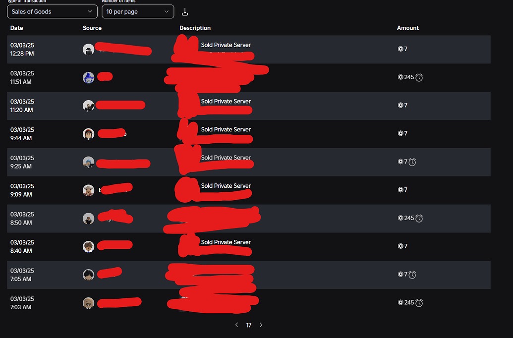 Unable to recieve earned robux from games, unable to buy anything ...
