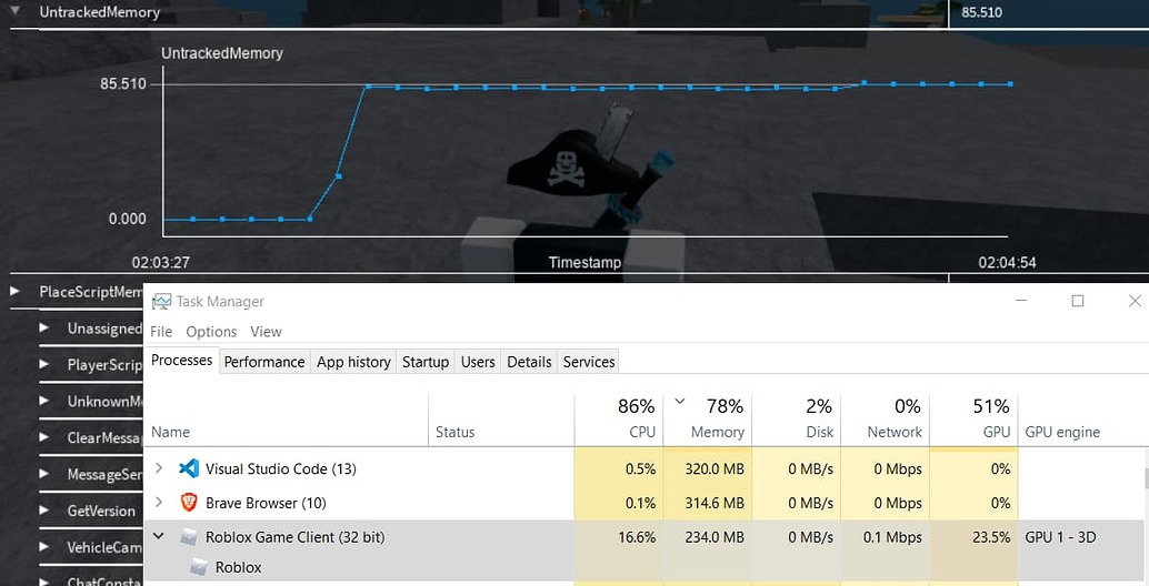 100+MB client-side memory leak on empty baseplate - Engine Bugs ...