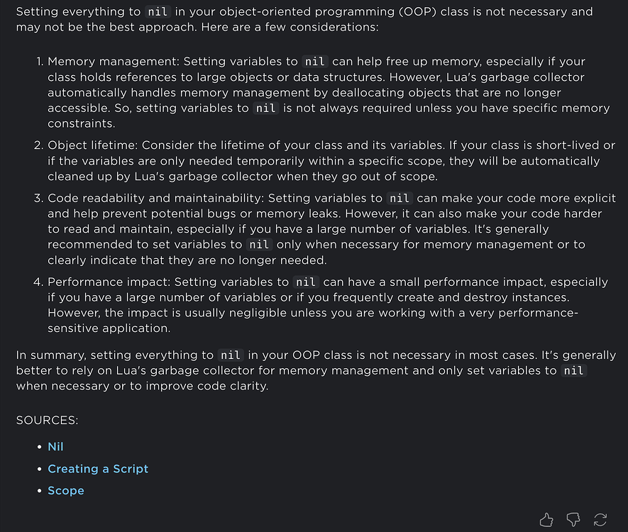 Should I set everything nil in my OOP class? - Scripting Support ...