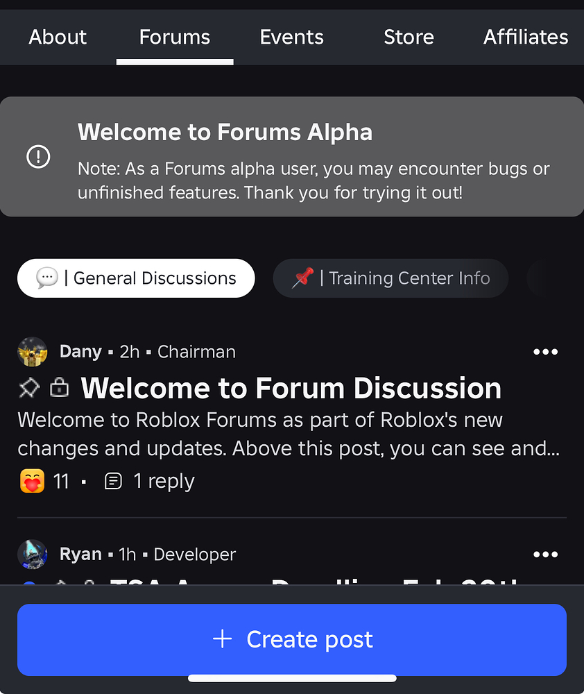 Group forums tab - Platform Usage Support - Developer Forum | Roblox