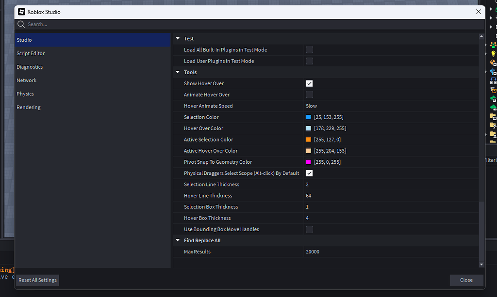 Selection setting not showing - Studio Bugs - Developer Forum | Roblox