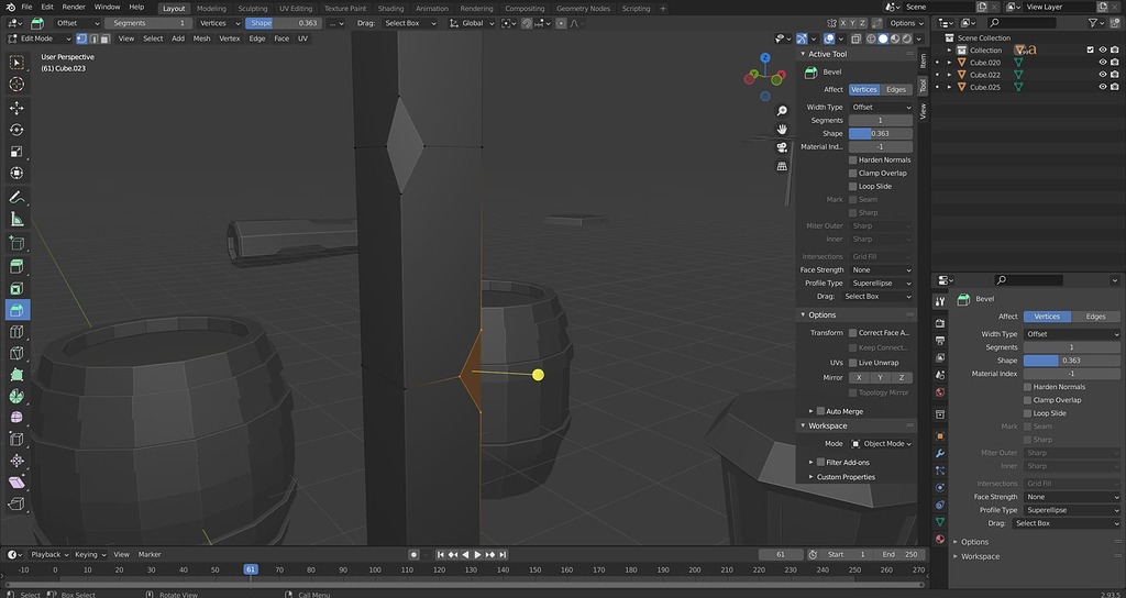 Blender Bevel Doesn't Create a Mark into Object Art Design Support