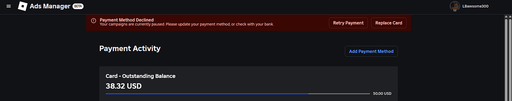 Ads Manager Declining My Payment Method Platform Usage Support 2 1024x203 