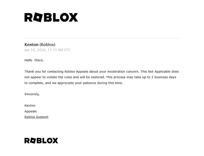 Roblox Support Ticket 155349356
